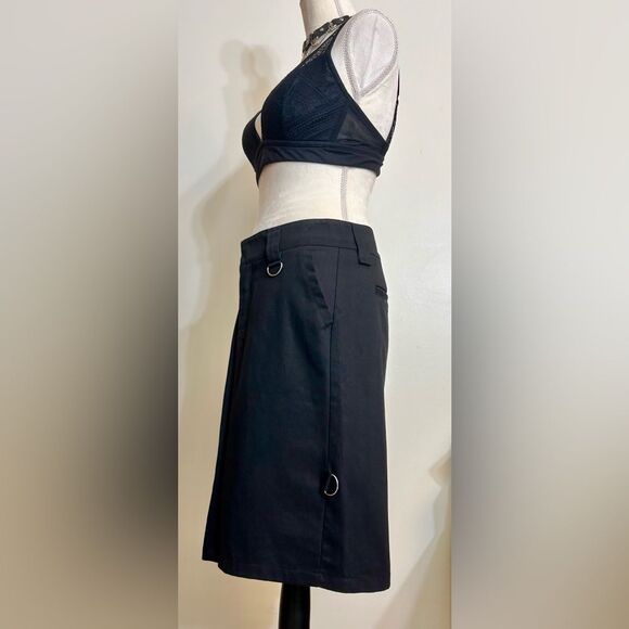 Vintage Y2K Serious LA Black Pencil Skirt with D-rings and Back Slit SZ M - Picture 2 of 6